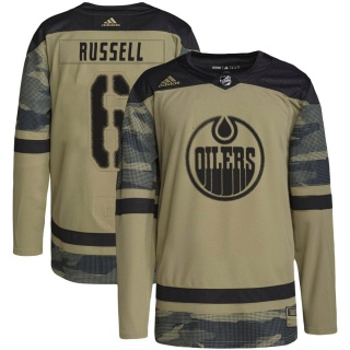 Youth Kris Russell Edmonton Oilers Adidas Military Appreciation Practice Jersey - Authentic Camo