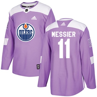 Youth Mark Messier Edmonton Oilers Adidas Fights Cancer Practice Jersey - Authentic Purple
