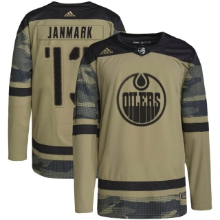 Youth Mattias Janmark Edmonton Oilers Adidas Military Appreciation Practice Jersey - Authentic Camo